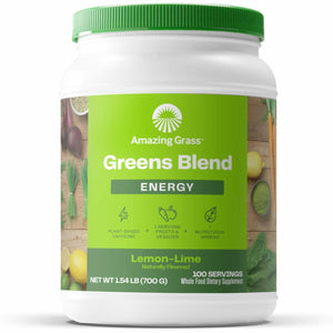 Amazing Grass Green Superfood Energy: Super Greens Powder & Plant Based Caffeine with Green Tea, Beet Root Powder & Flax Seed, Lemon Lime, 100 Servings - The Oasis of Health