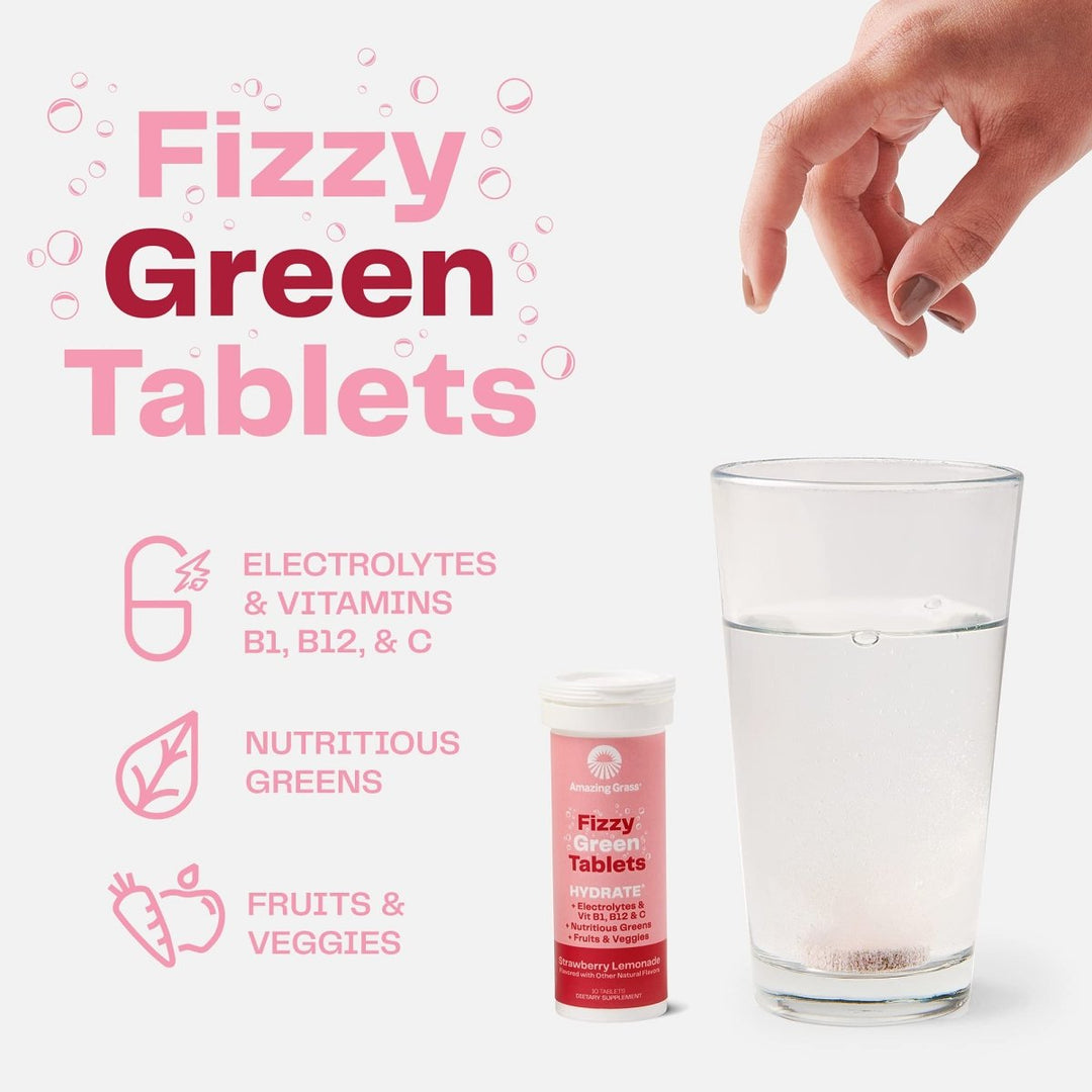 Amazing Grass Green Superfood Hydrate Strawberry Lemonade 10 Tablets - The Oasis of Health