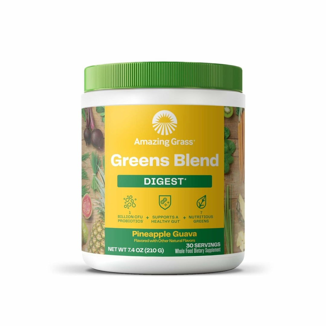 Amazing Grass Greens Blend Digest: Super Greens Powder Smoothie Mix for Digestion Support with Organic Spirulina, Chlorella, Beet Root Powder, Digestive Enzymes & Probiotics, 30 Servings - The Oasis of Health