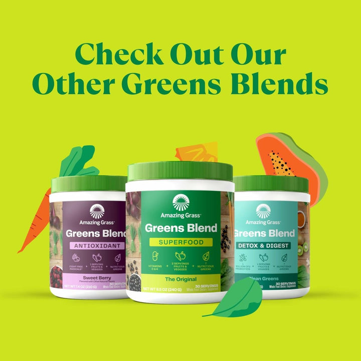 Amazing Grass Greens Blend Digest: Super Greens Powder Smoothie Mix for Digestion Support with Organic Spirulina, Chlorella, Beet Root Powder, Digestive Enzymes & Probiotics, 30 Servings - The Oasis of Health