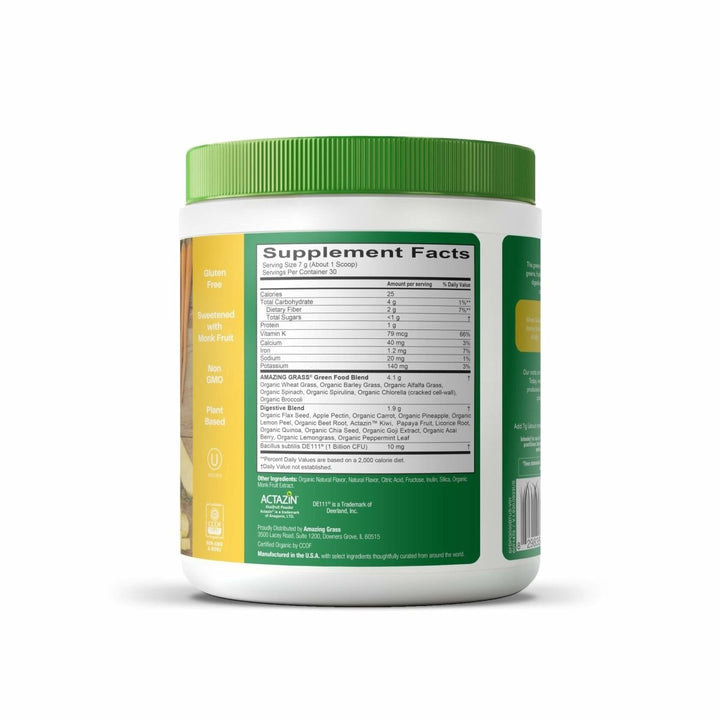 Amazing Grass Greens Blend Digest: Super Greens Powder Smoothie Mix for Digestion Support with Organic Spirulina, Chlorella, Beet Root Powder, Digestive Enzymes & Probiotics, 30 Servings - The Oasis of Health