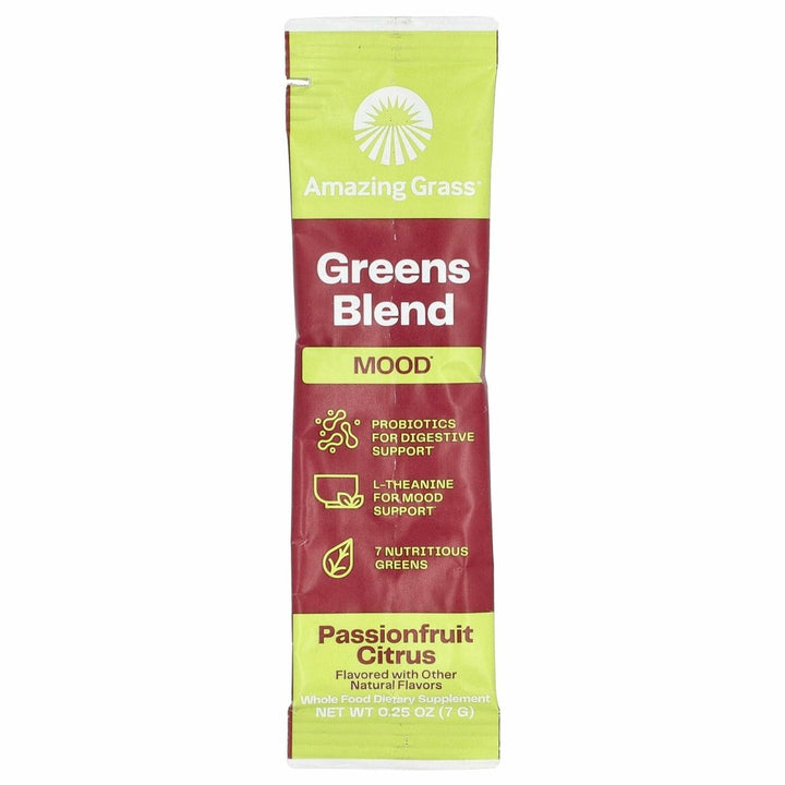 Amazing Grass Greens Blend Mood: Super Greens Powder Smoothie Mix for Mood, Relaxation & Stress Support with Organic Spirulina, Chlorella, Beet Root Powder, Digestive Enzymes & Probiotics, 15 Servings - The Oasis of Health