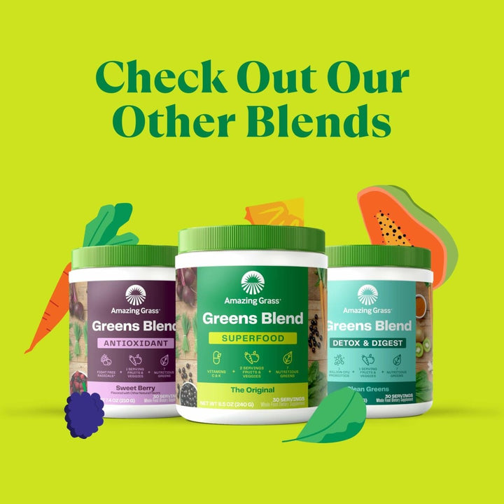 Amazing Grass Greens Blend Mood: Super Greens Powder Smoothie Mix for Mood, Relaxation & Stress Support with Organic Spirulina, Chlorella, Beet Root Powder, Digestive Enzymes & Probiotics, 30 Servings - The Oasis of Health