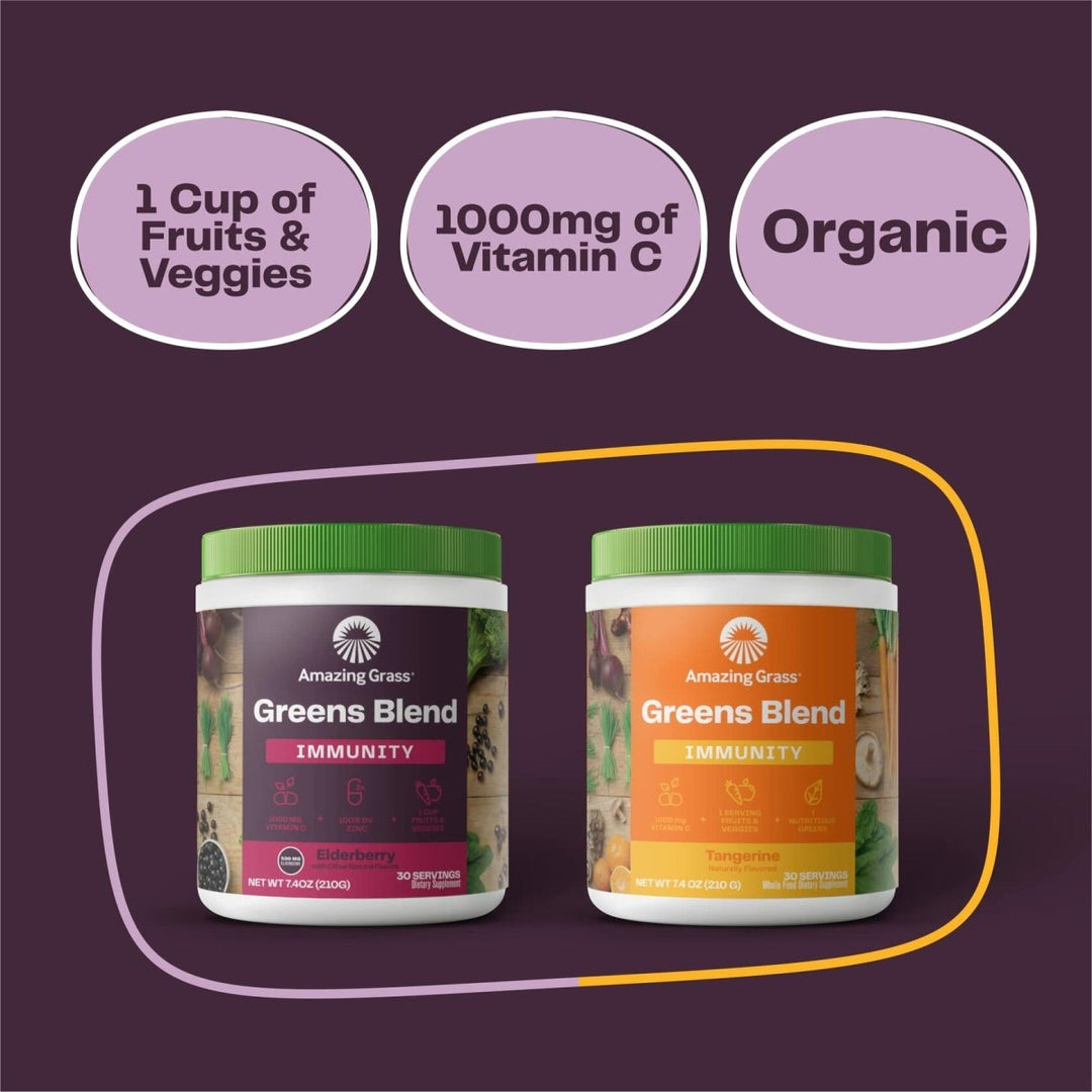 Amazing Grass Greens Blend Superfood for Immune Support: Super Greens Powder Smoothie Mix with Organic Spirulina, Chlorella, Beet Root Powder, Digestive Enzymes & Probiotics, Original, 30 Servings - The Oasis of Health