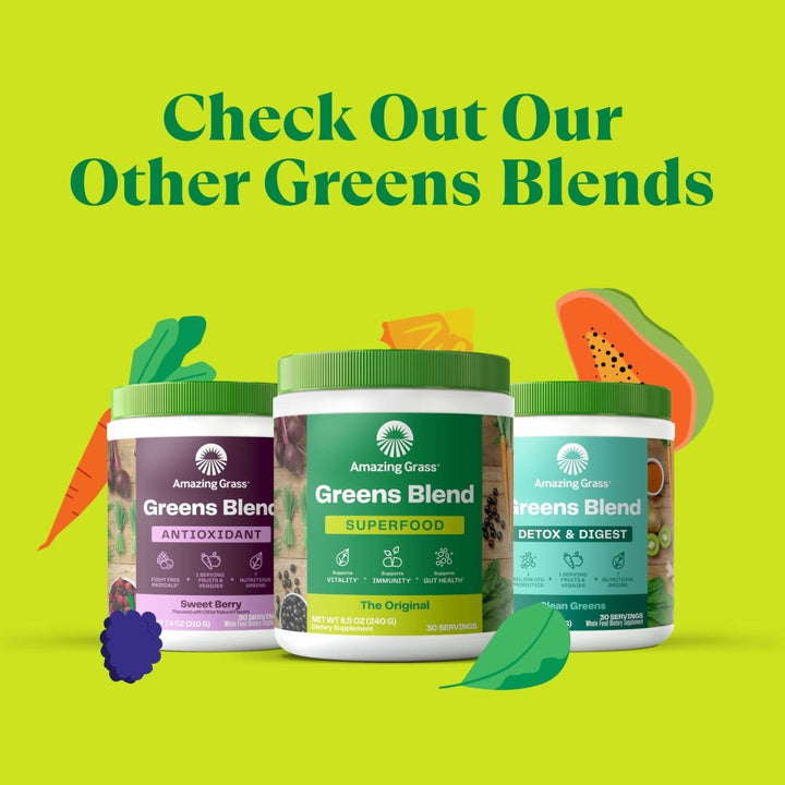 Amazing Grass Greens Blend Superfood: Greens Powder Mix for Vitality, with Organic Spirulina, Chlorella, Beet Root Powder, Digestive Enzymes & Probiotics, Pineapple, 30 Servings (Packaging May Vary) - The Oasis of Health