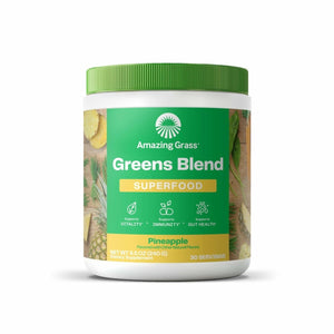 Amazing Grass Greens Blend Superfood: Greens Powder Mix for Vitality, with Organic Spirulina, Chlorella, Beet Root Powder, Digestive Enzymes & Probiotics, Pineapple, 30 Servings (Packaging May Vary) - The Oasis of Health