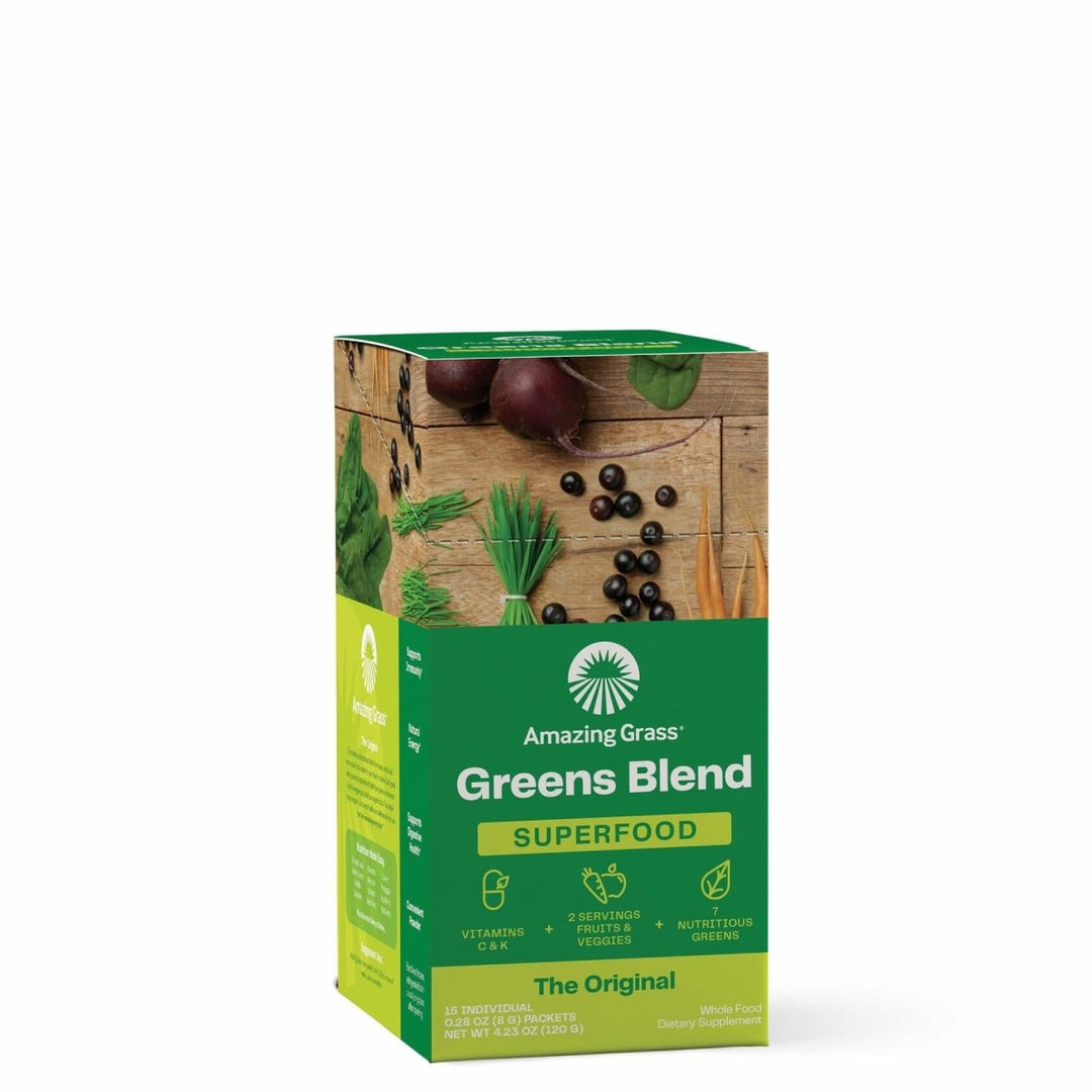Amazing Grass Greens Blend Superfood: Super Greens Powder Smoothie Mix with Spirulina, Chlorella, Beet Root Powder, Digestive Enzymes, Prebiotics & Probiotics, Original, 15 Servings (Packaging May Vary) - The Oasis of Health