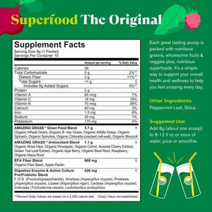 Amazing Grass Greens Blend Superfood: Super Greens Powder Smoothie Mix with Spirulina, Chlorella, Beet Root Powder, Digestive Enzymes, Prebiotics & Probiotics, Original, 15 Servings (Packaging May Vary) - The Oasis of Health
