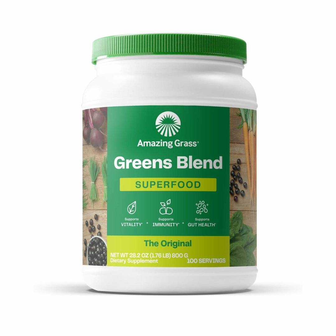Amazing Grass Greens Blend Superfood: Super Greens Powder with Spirulina, Alfalfa, Beet Root Powder, Digestive Enzymes, Prebiotics & Probiotics, Original, 100 Servings (Packaging May Vary) - The Oasis of Health