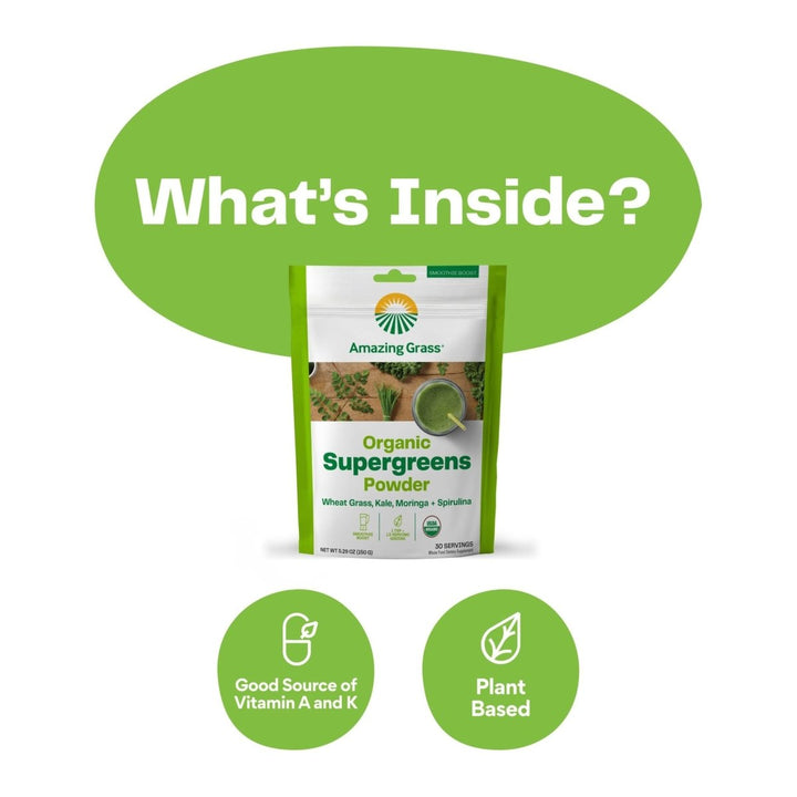 Amazing Grass Organic Supergreens Powder 30 Servings 150 Grams - The Oasis of Health