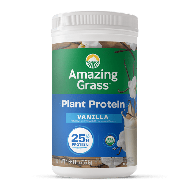 Amazing Grass Plant Protein Vanilla 18 Servings 1.7 Pounds - The Oasis of Health