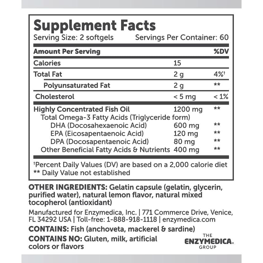 Aqua Biome - Omega - 3 Triglyceride Form Classic Strength 2000 mg. - 120 Softgels - The Oasis of Health