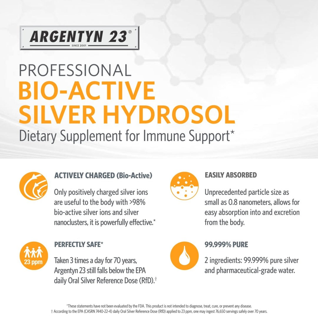 Argentyn 23 Professional Bio - Active Silver Hydrosol for Immune Support ? Colloidal Silver, 23ppm, 2oz (59mL) ? Fine Mist Spray - The Oasis of Health