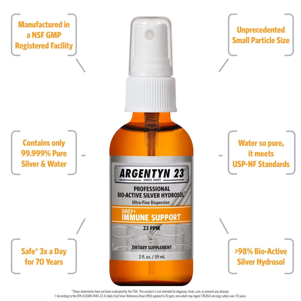 Argentyn 23 Professional Bio - Active Silver Hydrosol for Immune Support ? Colloidal Silver, 23ppm, 2oz (59mL) ? Fine Mist Spray - The Oasis of Health