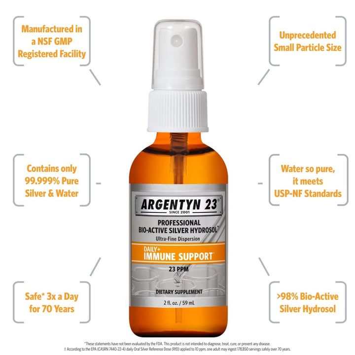 Argentyn 23 Professional Bio - Active Silver Hydrosol for Immune Support ? Colloidal Silver, 23ppm, 2oz (59mL) ? Fine Mist Spray - The Oasis of Health