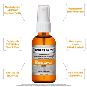 Argentyn 23 Professional Bio - Active Silver Hydrosol for Immune Support ? Colloidal Silver, 23ppm, 2oz (59mL) ? Fine Mist Spray - The Oasis of Health