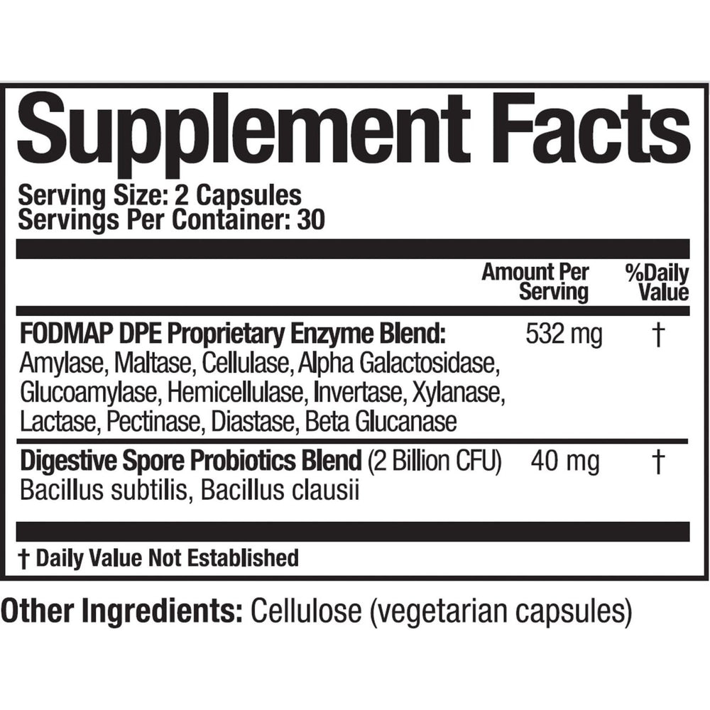 Arthur Andrew Medical - FODMAP DPE, Digestive Probiotics and Enzymes, Relief for FODMAP Intolerance and Highly Fermentable Foods, Vegan, Non - GMO, 60 Capsules - The Oasis of Health