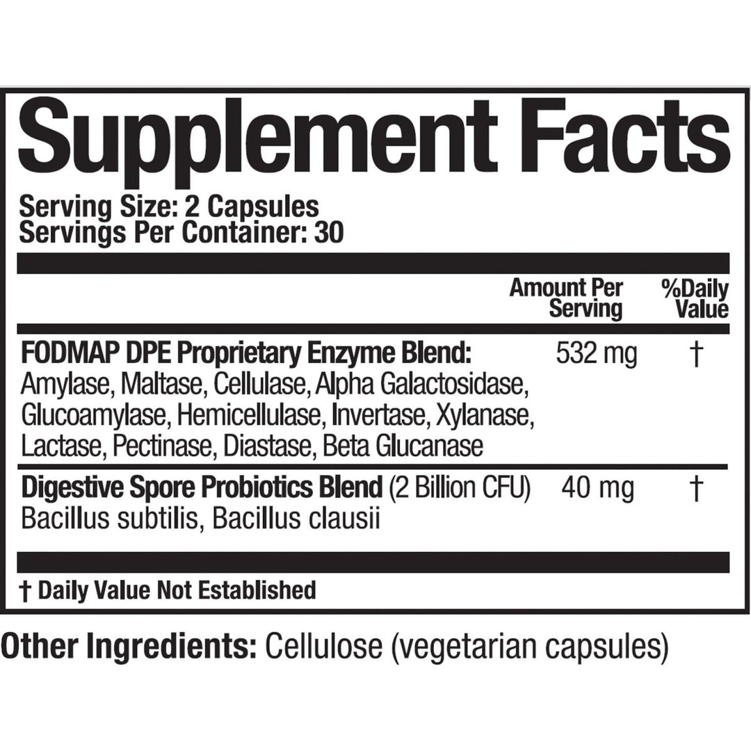 Arthur Andrew Medical - FODMAP DPE, Digestive Probiotics and Enzymes, Relief for FODMAP Intolerance and Highly Fermentable Foods, Vegan, Non - GMO, 60 Capsules - The Oasis of Health