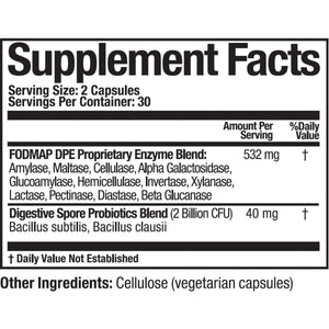 Arthur Andrew Medical - FODMAP DPE, Digestive Probiotics and Enzymes, Relief for FODMAP Intolerance and Highly Fermentable Foods, Vegan, Non - GMO, 60 Capsules - The Oasis of Health