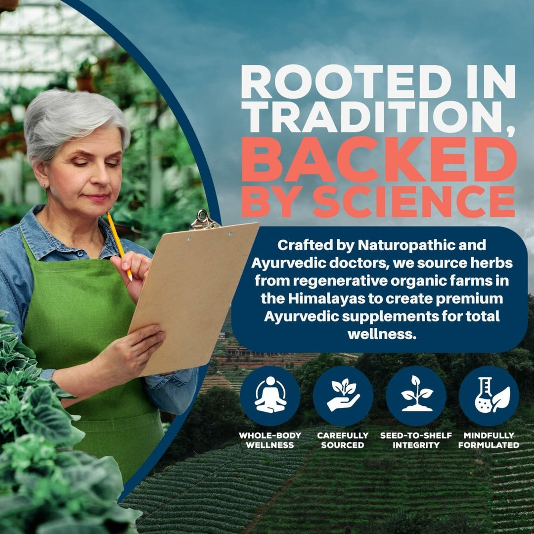 Ayush Herbs AdrenOm - Ayurvedic Adrenal and Stress - Support Supplement for Women & Men, Ashwagandha & Eleuthero to Support Adrenal Balance, Cognitive Function & Calm - 90 Vegetarian Capsules (1 Count) - The Oasis of Health