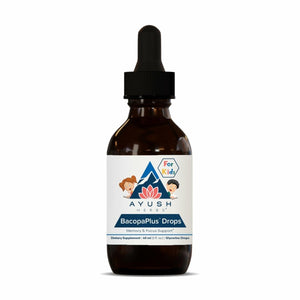Ayush Herbs BacopaPlus Drops for Kids - Kids Focus and Attention Supplement with Bacopa, Ashwagandha, Ginkgo, Support for Brain & Memory, Organic Ingredients - 2 Fl Oz (80 Servings) - The Oasis of Health