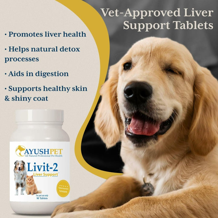 Ayush Herbs Livit - 2 Pet Health Supplement, Liver and Gastrointestinal Support, Healthy Skin and Hair, Small or Large Animal, Young or Senior Pet, 90 Tablets - The Oasis of Health