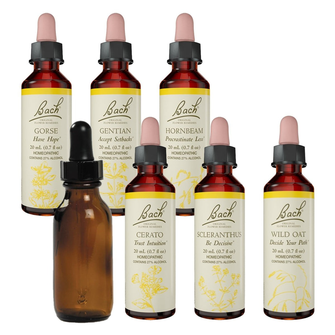 Bach Decide Your Path Kit - Wild Oat, Scleranthus & Empty Mixing Bottle - The Oasis of Health