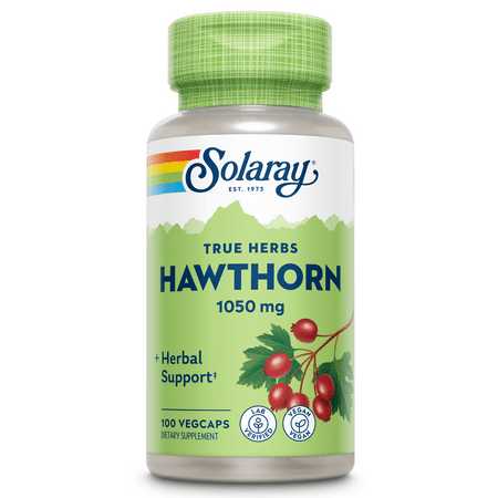 Solaray Hawthorn Berry 1050mg | Healthy Cardiovascular Function & Normal  Healthy Circulation | Whole Berry | Non-GMO & Vegan | 100 VegCaps