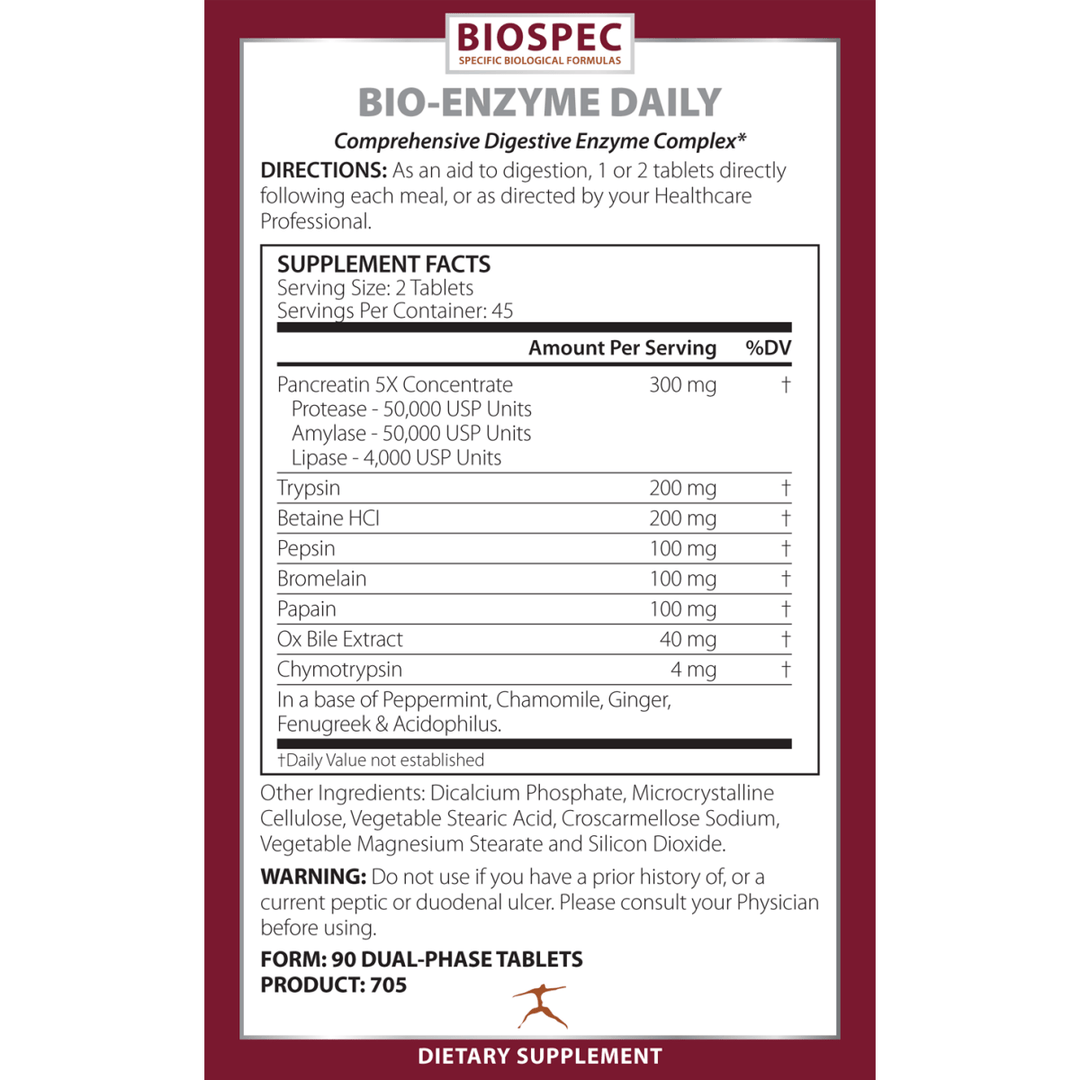 Biospec Nutritionals Bio - Enzyme Daily 90 Dual - Phase Tablets - The Oasis of Health