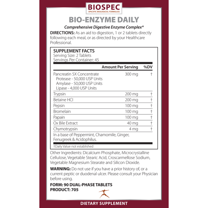 Biospec Nutritionals Bio - Enzyme Daily 90 Dual - Phase Tablets - The Oasis of Health