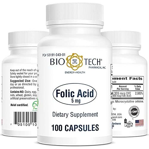 Biotech Folic Acid 5mg 100 cap - The Oasis of Health