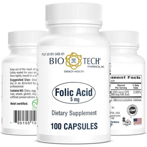 Biotech Folic Acid 5mg 100 cap - The Oasis of Health