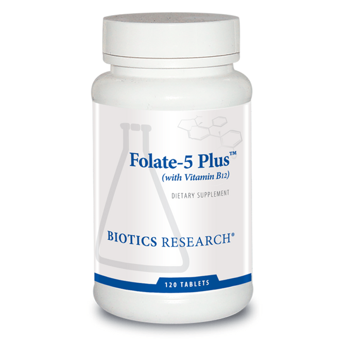 Biotics Research Folate - 5 Plus With Vitamin B12 120 Tablets - The Oasis of Health