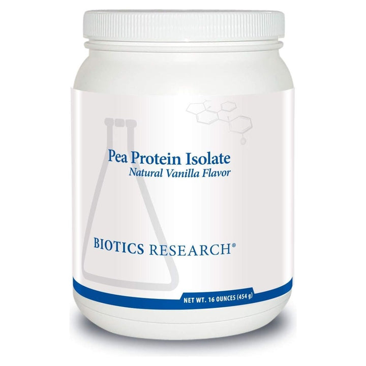 BIOTICS Research Pea Protein Isolate Natural Vanilla Flavored. Mixes Easily with Water or Juice. Premium Pea Protein. 25 Gram Clean Protein per Serving 16 Ounces - The Oasis of Health