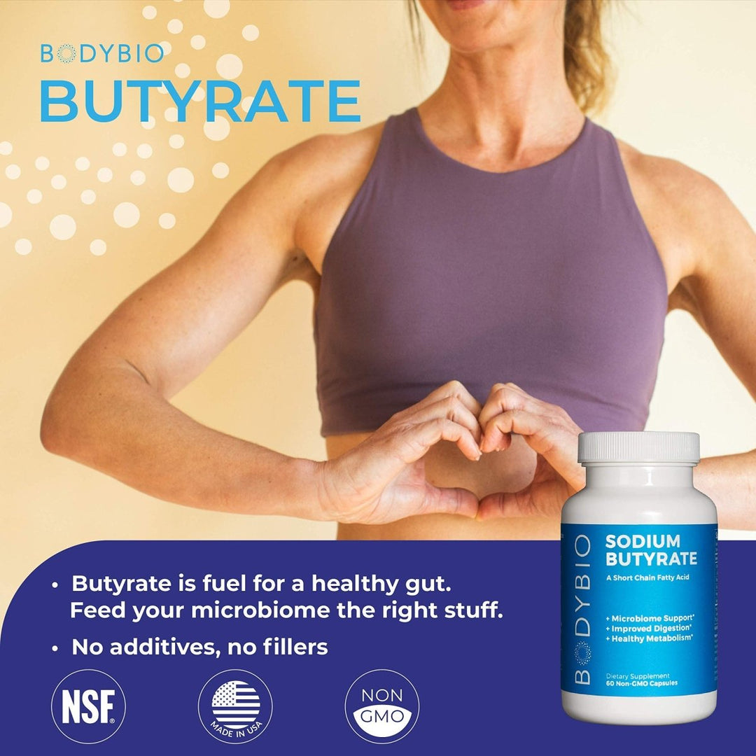 BodyBio - Sodium Butyrate Short Chain Fatty Acid - 60 Capsules - The Oasis of Health