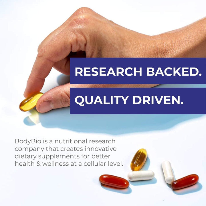 BodyBio - Vitamin B Complex Including B1, B2, B3, B5, B6, Methyl B12, Folinic Acid, 5 - MTHF, and B7 to Supports Alertness, Metabolism &amp; Immune System, 90 Capsules - The Oasis of Health