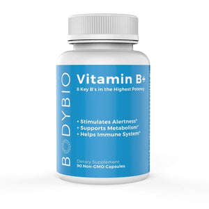BodyBio - Vitamin B Complex Including B1, B2, B3, B5, B6, Methyl B12, Folinic Acid, 5 - MTHF, and B7 to Supports Alertness, Metabolism & Immune System, 90 Capsules - The Oasis of Health