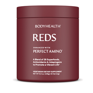 BodyHealth Perfect Reds (30 SVG) Superfood Berry Powder Antioxidant Drink, Fruit Powder Mix for Smoothies with Fruit, Vegetables, Superfoods, Phytonutrients, Fiber, and PerfectAmino Protein - The Oasis of Health