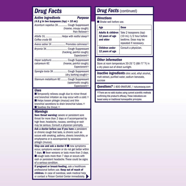 B&T Nighttime Cough & Bronchial Syrup for Restful Sleep Homeopathic, 8 Oz. (Nature's Way Brands) - The Oasis of Health