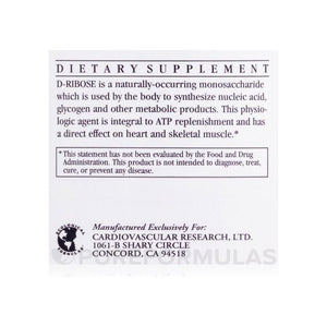 Cardiovascular Research D - Ribose 450 Grams - The Oasis of Health