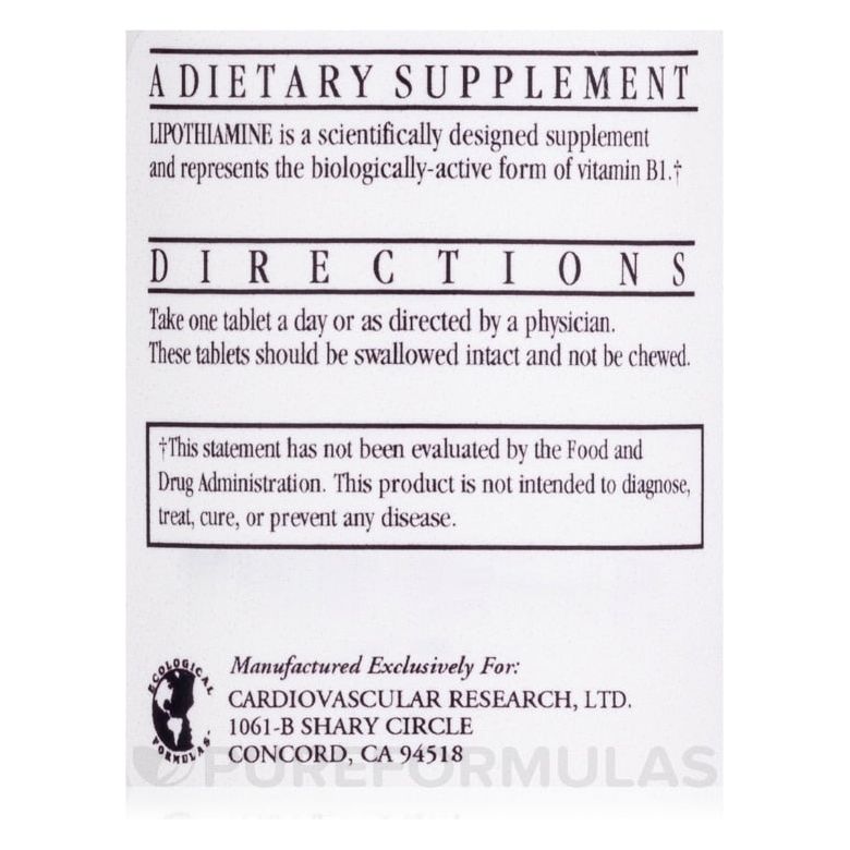 Cardiovascular Research Lipothiamine 60 Coated Tablets - The Oasis of Health