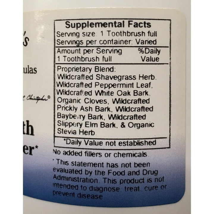 Tooth Powder Formulation Christopher's Herbal Tooth and Gum Powder - Natural Dental Care Formul ...