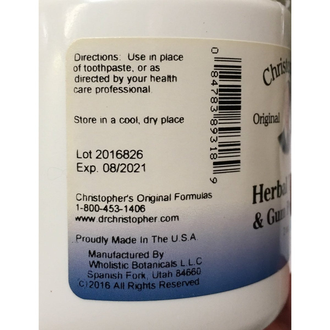 Christopher's Herbal Tooth and Gum Powder - Natural Dental Care Formula for Healthy Teeth and Gums - The Oasis of Health