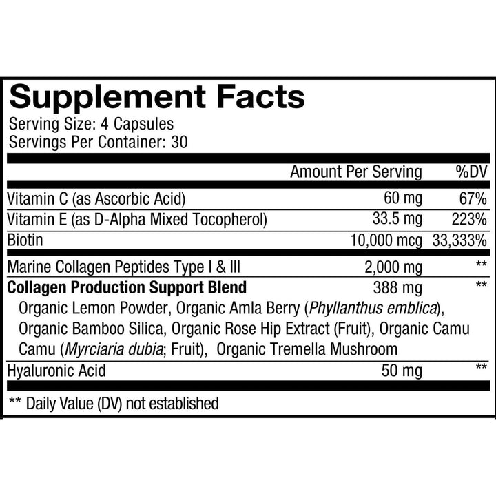 Codeage - Biotin Marine Collagen Types I & II Wild - Caught - 120 Capsules - The Oasis of Health