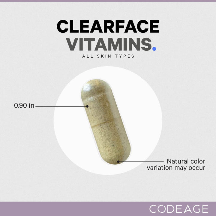 Codeage - Clearface Pantothenic Acid, Niacin, Vitamins A, C, D3, E, FloraFIT Probiotics - 90 Capsules - The Oasis of Health