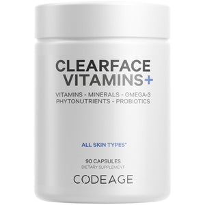 Codeage - Clearface Pantothenic Acid, Niacin, Vitamins A, C, D3, E, FloraFIT Probiotics - 90 Capsules - The Oasis of Health