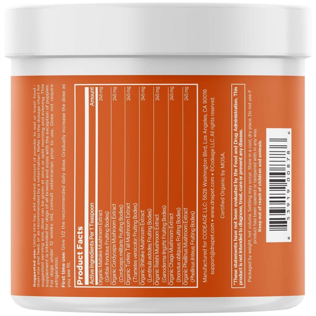 Codeage - DNA Pet Happy Immunity Organic Mushroom Mix - 3.5 oz. - The Oasis of Health