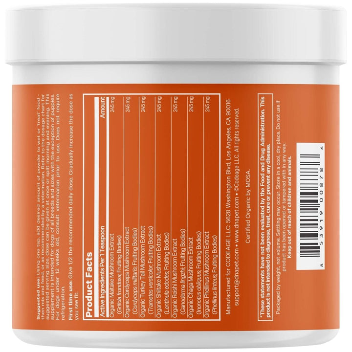 Codeage - DNA Pet Happy Immunity Organic Mushroom Mix - 3.5 oz. - The Oasis of Health