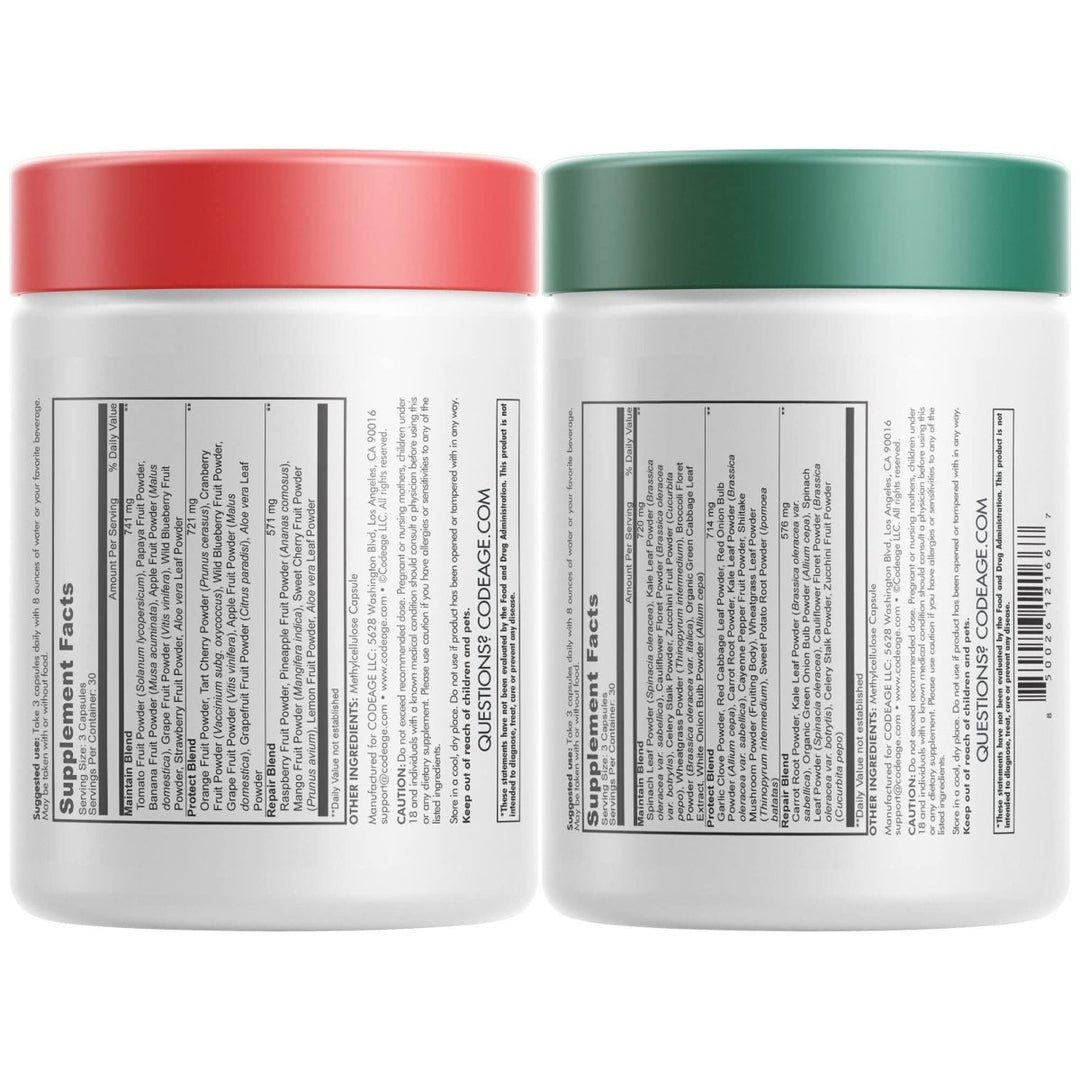 Codeage - Easy Veggies + Fast Fruits Bundle - 180 Capsules - The Oasis of Health