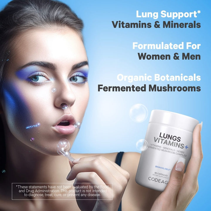 Codeage - Lungs Vitamins A, C, D, E, B6, Milk Thistle, Zinc & Magnesium, Cordyceps, Reishi - 90 Capsules - The Oasis of Health